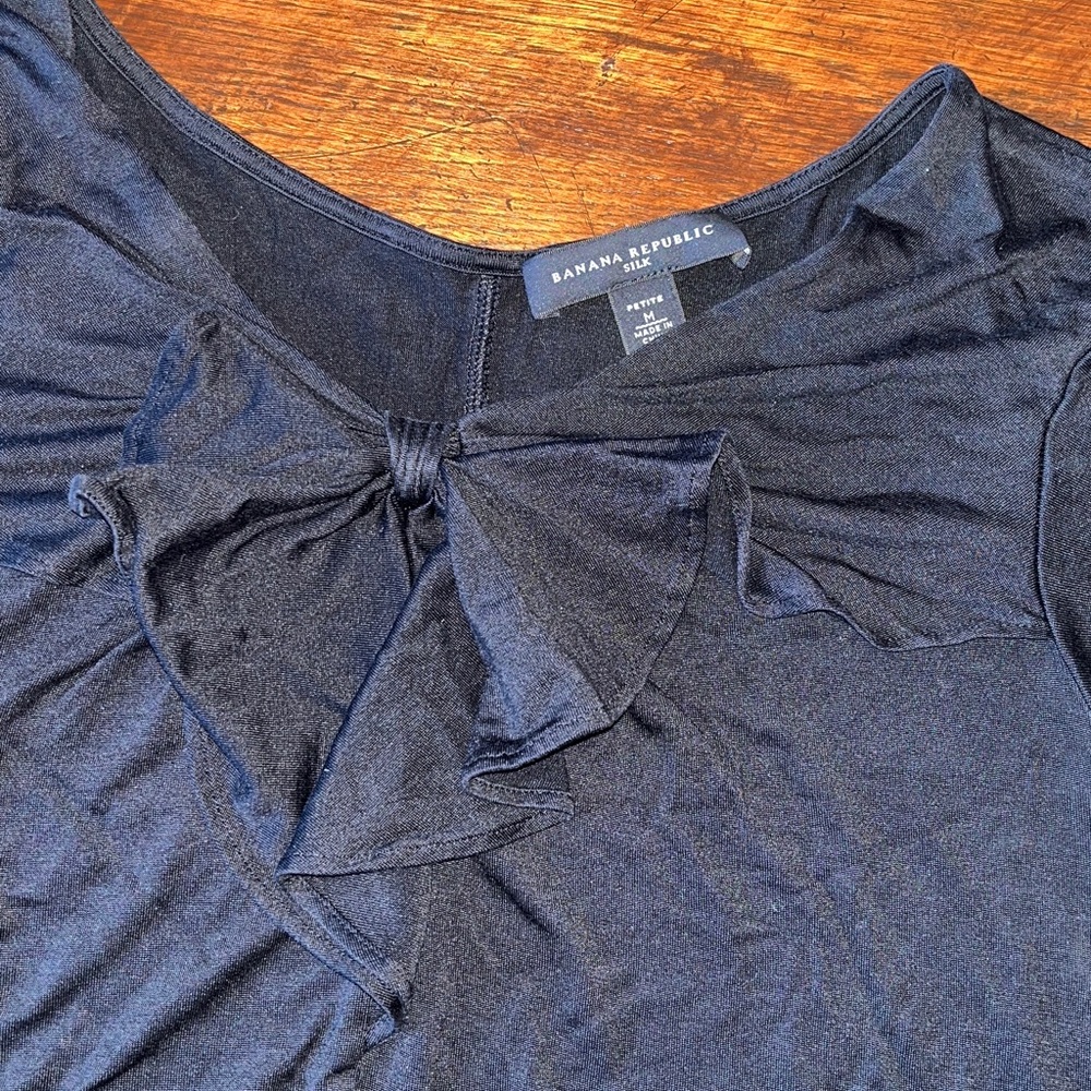 Soft silk black BR blouse, petite medium